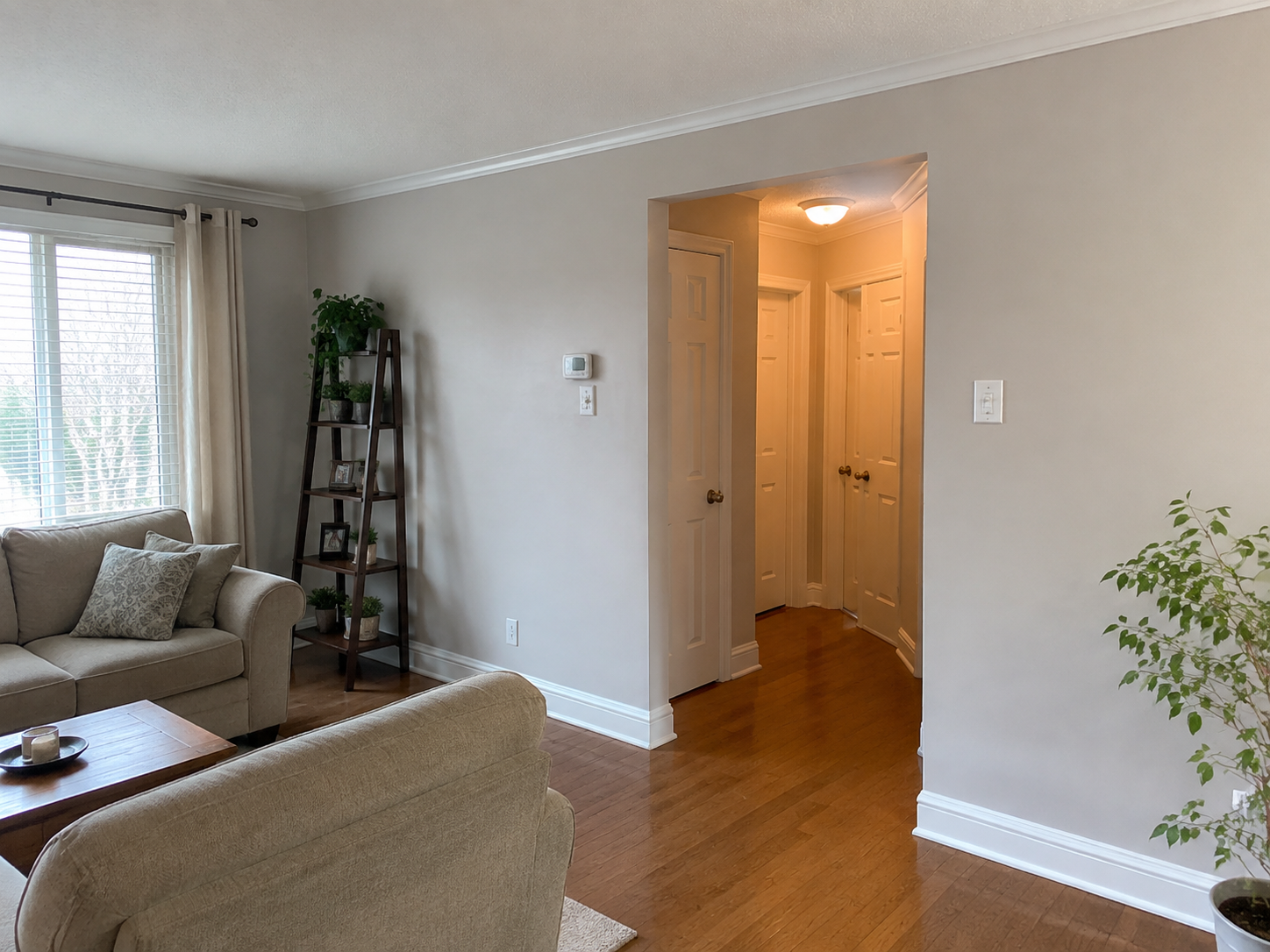 Freshly painted condo living area
